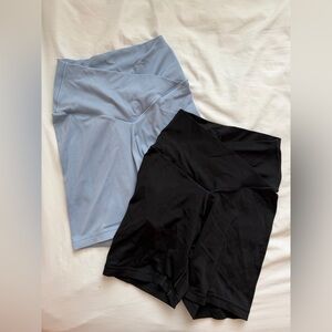 Aerie Black and Light Blue Bike Shorts
